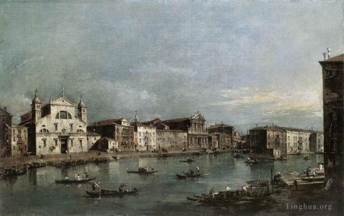Francesco Guardi Oil Painting - The Grand Canal with Santa Lucia and the Scalzi