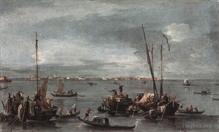 Francesco Guardi Oil Painting - The Lagoon Looking toward Murano from the Fondamenta Nuove