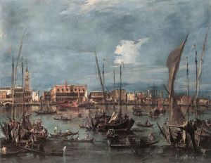 Artist Francesco Guardi's Work - The Molo and the Riva degli Schiavoni from the Bacino di San Marco