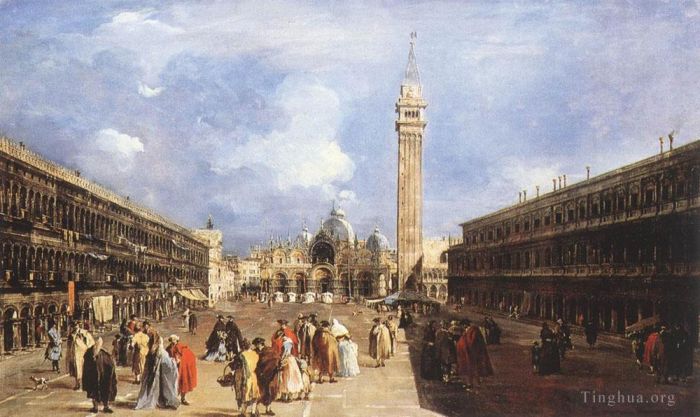 Francesco Guardi Oil Painting - The Piazza San Marco towards the Basilica