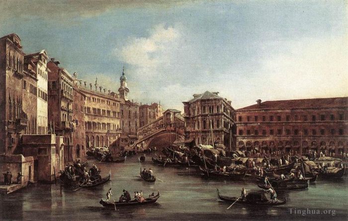 Francesco Guardi Oil Painting - The Rialto Bridge with the Palazzo dei Camerlenghi