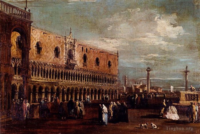 Francesco Guardi Oil Painting - Venice A View Of The Piazzetta Looking South With The Palazzo Ducale