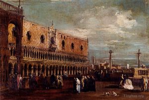 Artist Francesco Guardi's Work - Venice A View Of The Piazzetta Looking South With The Palazzo Ducale