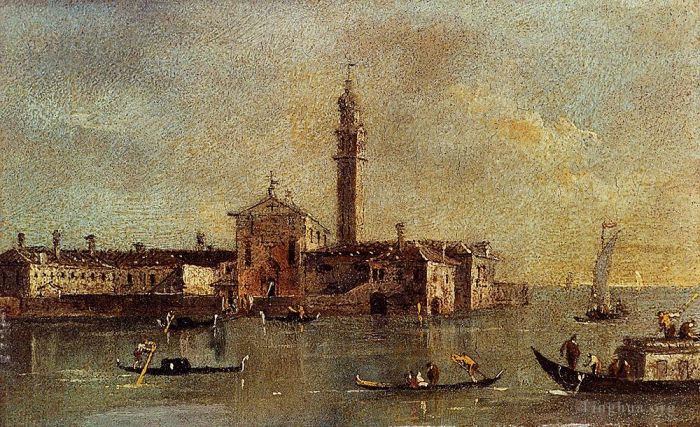 Francesco Guardi Oil Painting - View Of The Island Of San Giorgio In Alga Venice