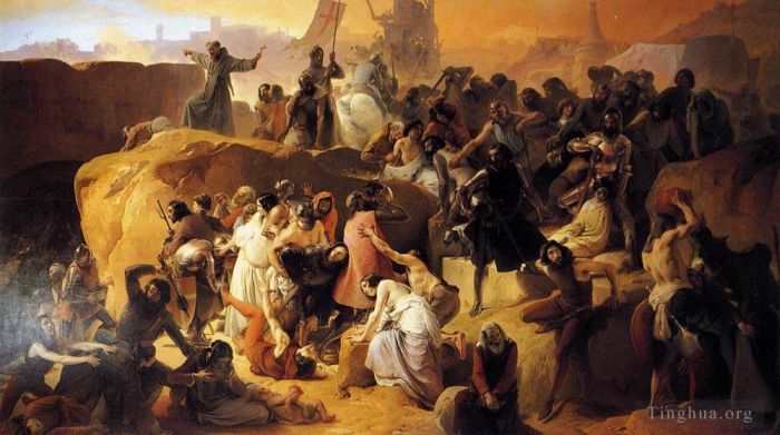 Francesco Hayez Oil Painting - Crusaders Thirsting Near Jerusalem