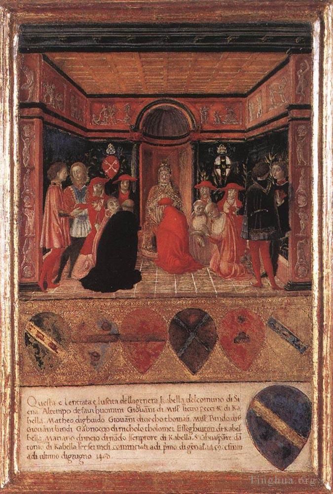 Francesco di Giorgio Various Paintings - Pope Pius II Names Cardinal His Nephew