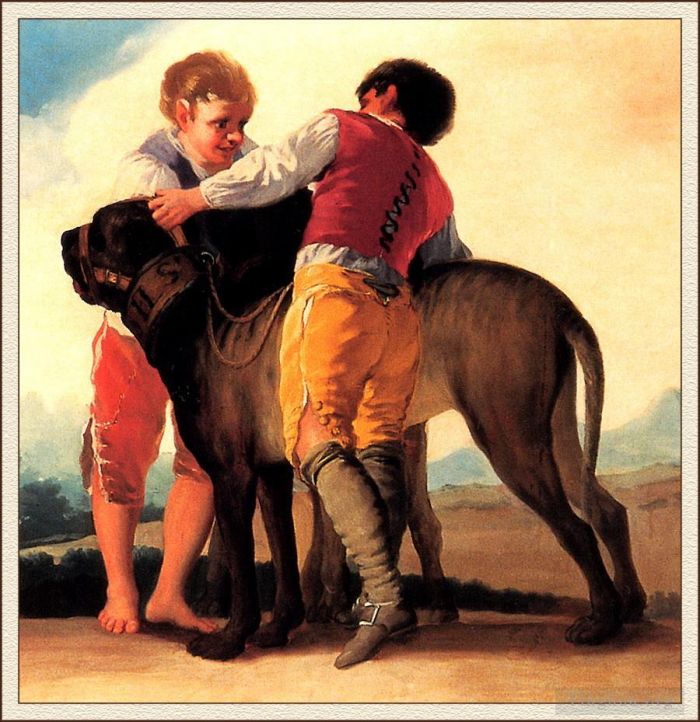 Francisco Goya Oil Painting - Boys With Mastiff