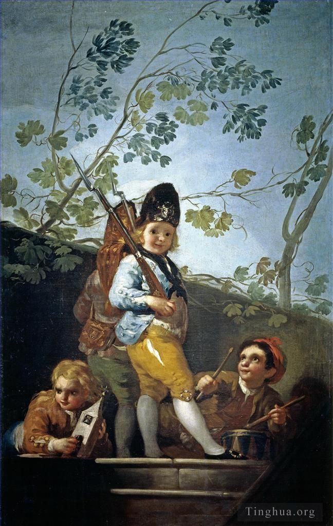 Francisco Goya Oil Painting - Boys playing soldiers