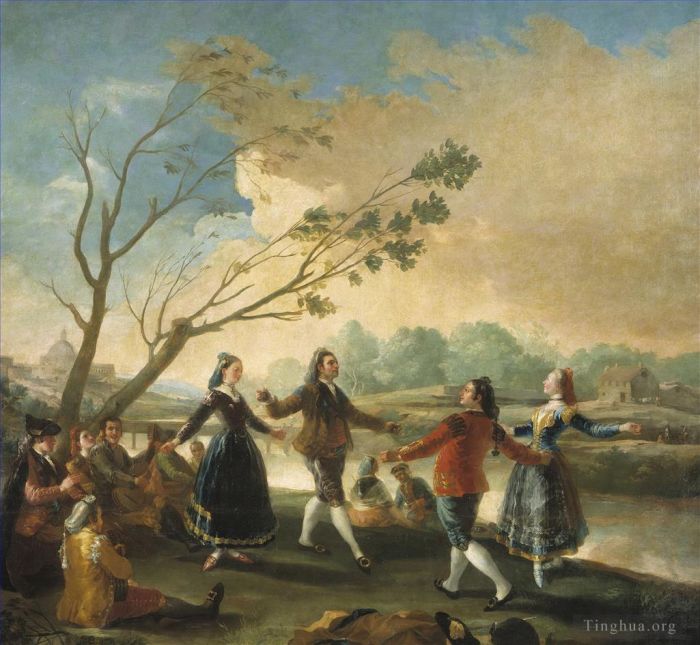 Francisco Goya Oil Painting - Dance of the Majos at the Banks of Manzanares