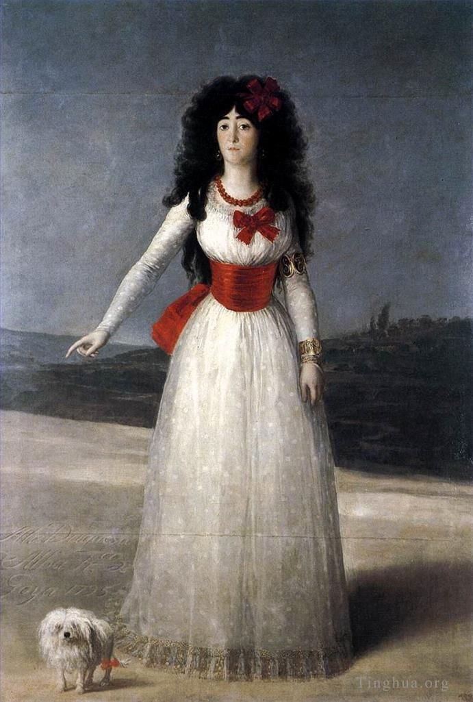 Francisco Goya Oil Painting - The White Duchess