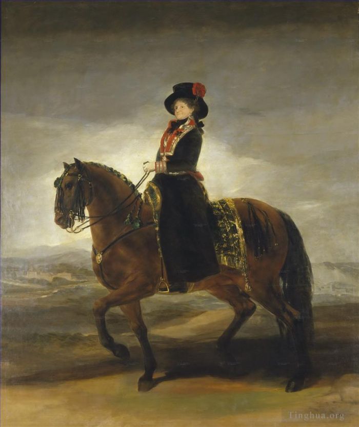 Francisco Goya Oil Painting - Equestrian portrait of Maria Luisa of Parma
