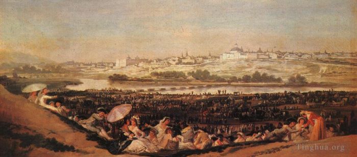 Francisco Goya Oil Painting - Festival at the Meadow of San Isadore