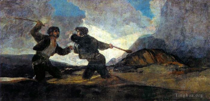 Francisco Goya Oil Painting - Fight With Cudgels
