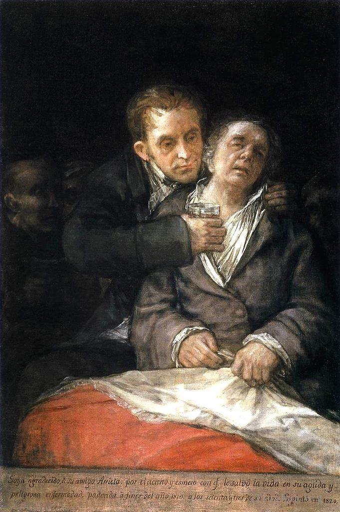 Francisco Goya Oil Painting - Self-portrait with Dr Arrieta