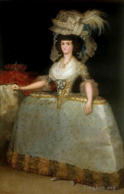 Francisco Goya Oil Painting - Maria Luisa of Parma wearing panniers