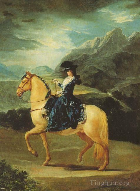 Francisco Goya Oil Painting - Portrait of Maria Teresa de Vallabriga on horseback