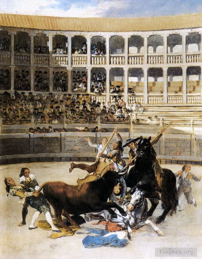 Francisco Goya Oil Painting - Picador Caught by the Bull