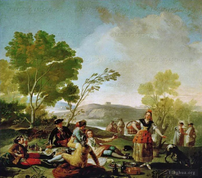 Francisco Goya Oil Painting - Picnic on the Banks of the Manzanares