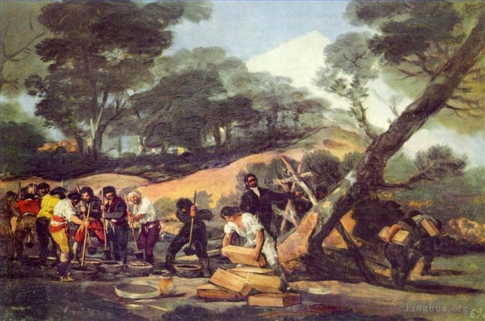 Francisco Goya Oil Painting - Powder Factory in the Sierra