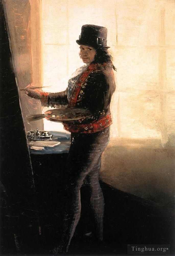 Francisco Goya Oil Painting - Self Portrait in the Workshop