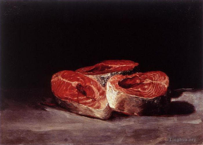 Francisco Goya Oil Painting - Still Life Three Salmon Steaks