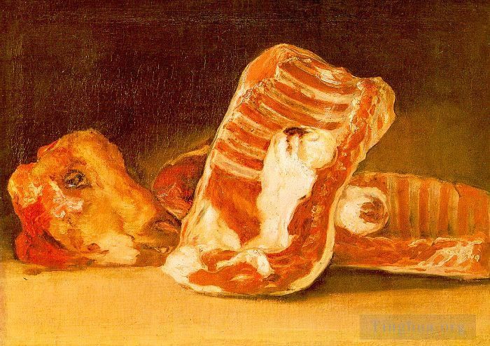 Francisco Goya Oil Painting - Still Life with Sheeps Head