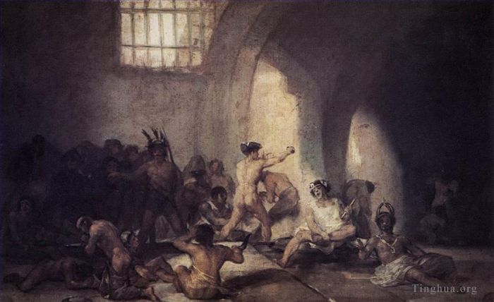 Francisco Goya Oil Painting - The Madhouse