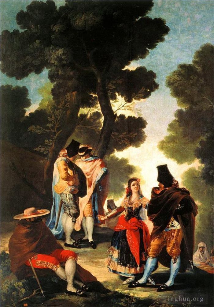 Francisco Goya Oil Painting - The Maja and the Masked Men