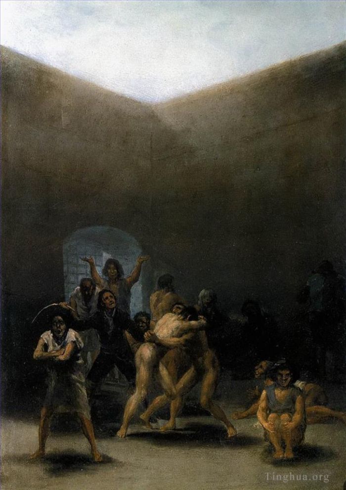 Francisco Goya Oil Painting - The Yard of a Madhouse (Yard with Lunatics)