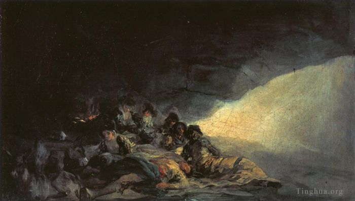 Francisco Goya Oil Painting - Vagabonds Resting in a Cave