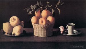 Artist Francisco de Zurbaran's Work - Still life with Lemons Oranges and Rose