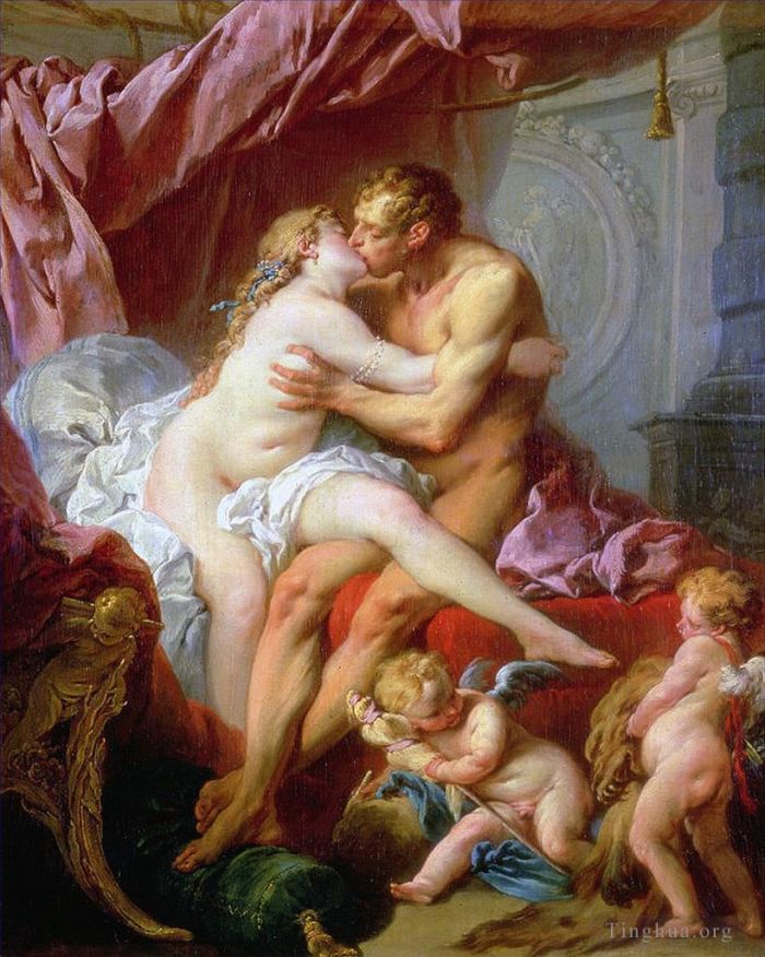 Francois Boucher Oil Painting - Hercules and Omfala