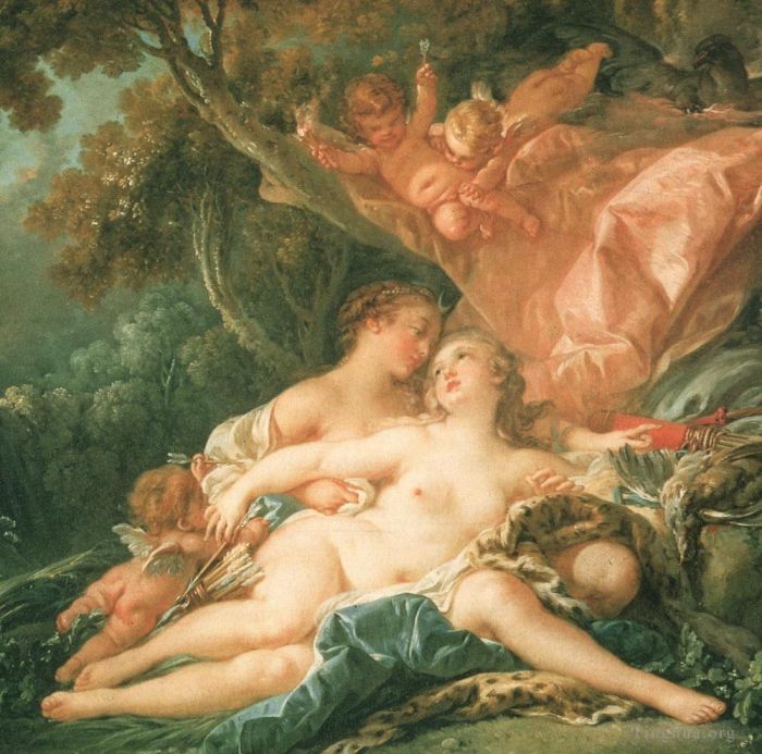 Francois Boucher Oil Painting - Jupiter In the Guise of Diana