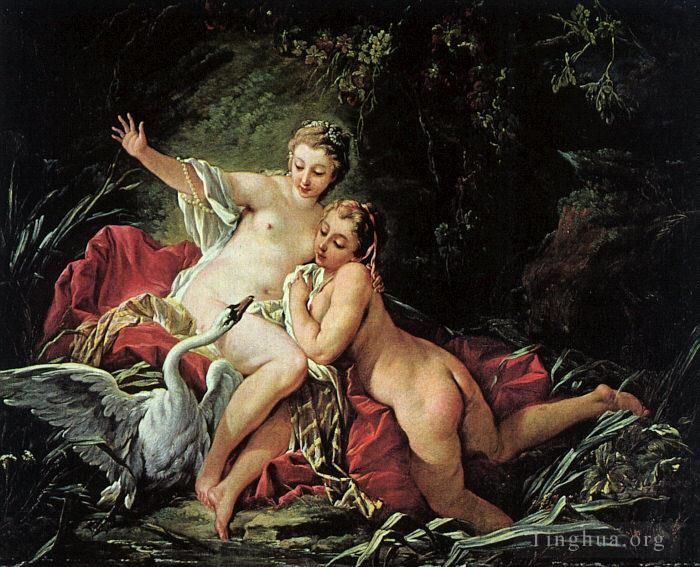 Francois Boucher Oil Painting - Leda and the Swan