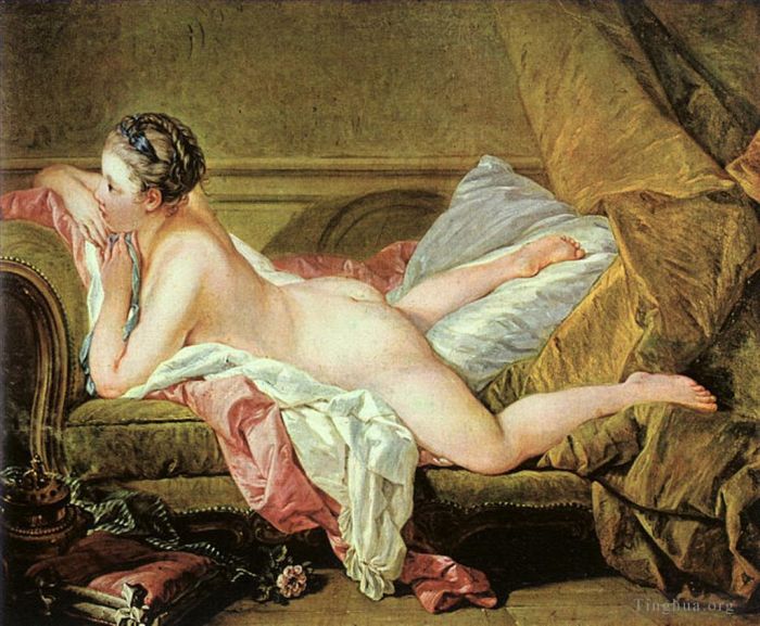 Francois Boucher Oil Painting - Louise O’Murphy (Blonde Odalisque or Resting Girl or Reclining Girl or Nude on a Sofa)
