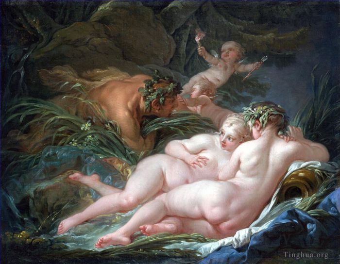 Francois Boucher Oil Painting - Pan and Syrinx