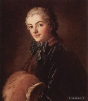 Artist Francois Boucher's Work - Portrait of a Lady with Muff