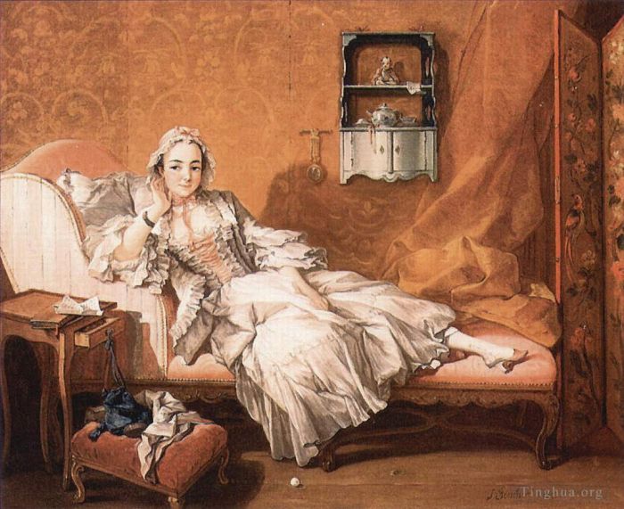 Francois Boucher Oil Painting - Portrait of the artist wife