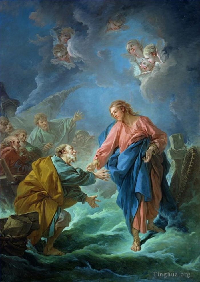 Francois Boucher Oil Painting - St Peter Invited to Walk on the Water