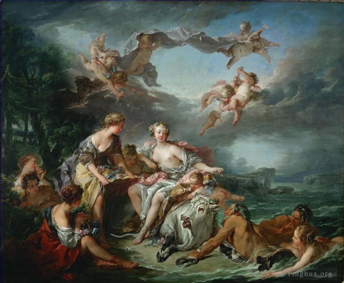 Francois Boucher Oil Painting - The Abduction of Europe