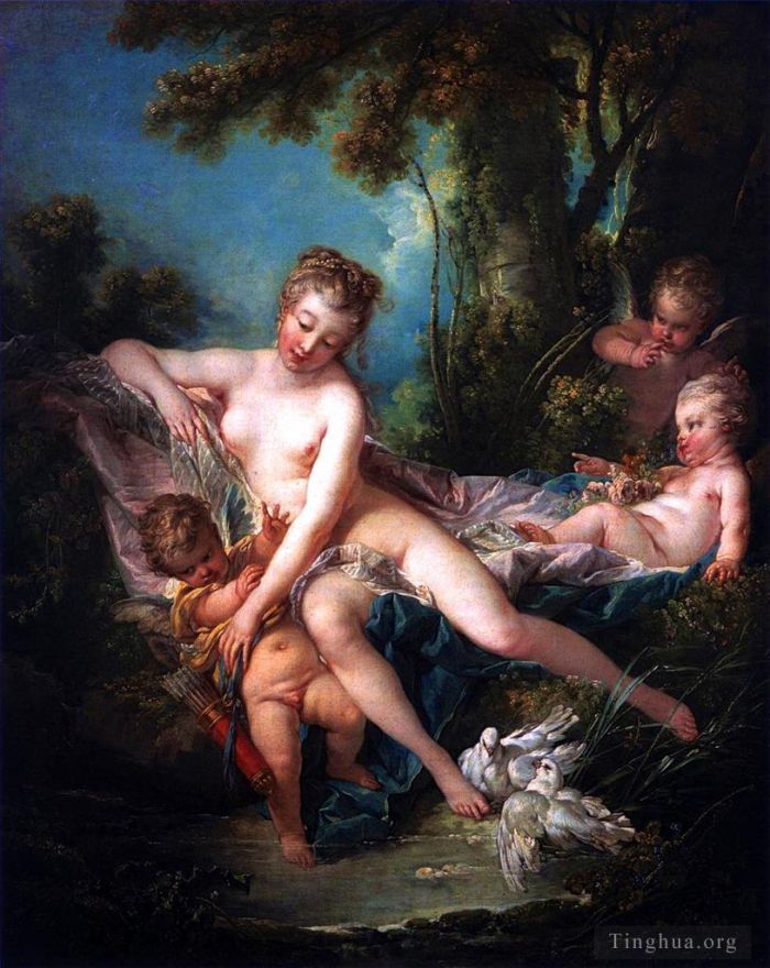 Francois Boucher Oil Painting - The Bath of Venus