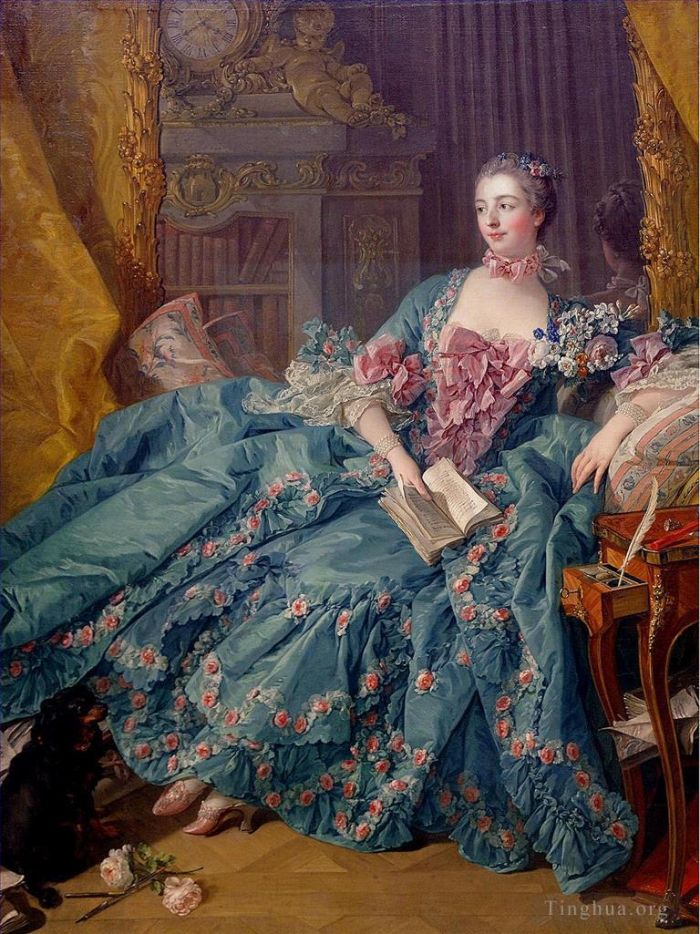 Francois Boucher Oil Painting - Portrait of the Marquise de Pompadour