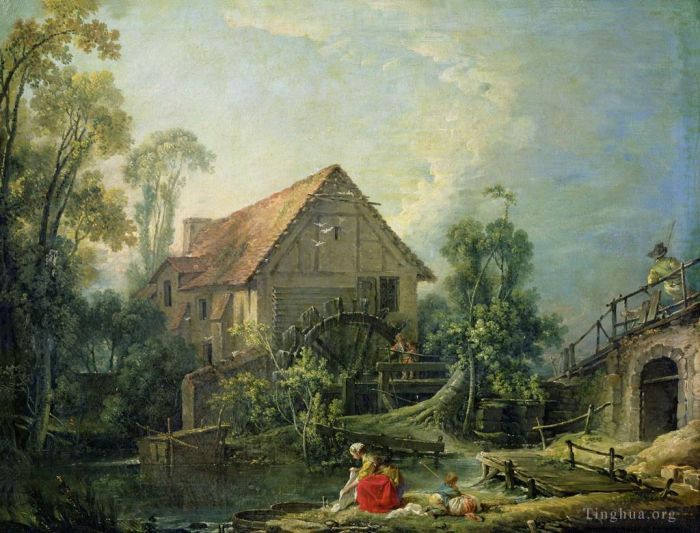 Francois Boucher Oil Painting - The Mill