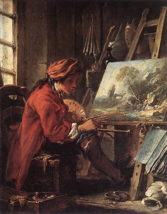 Francois Boucher Oil Painting - The Painter in His Studio