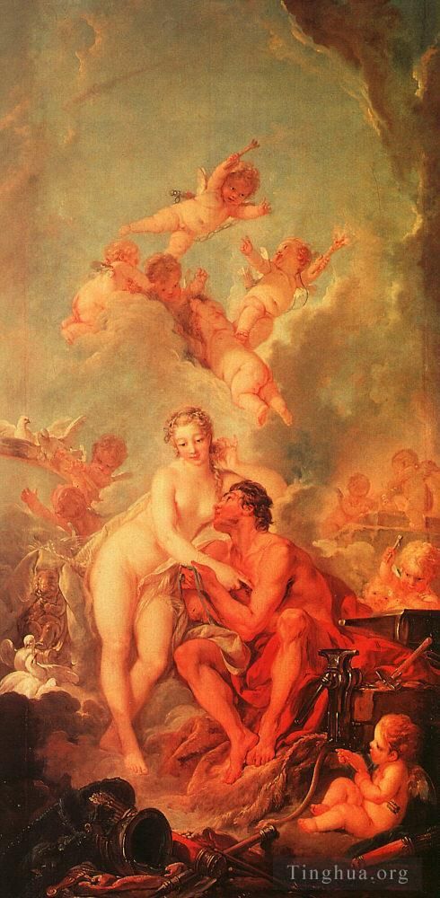 Francois Boucher Oil Painting - The Visit of Venus to Vulcan