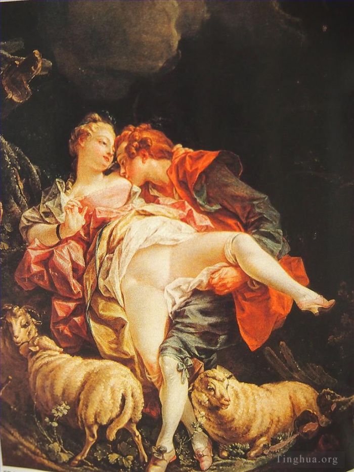Francois Boucher Oil Painting - Pastoral erotica