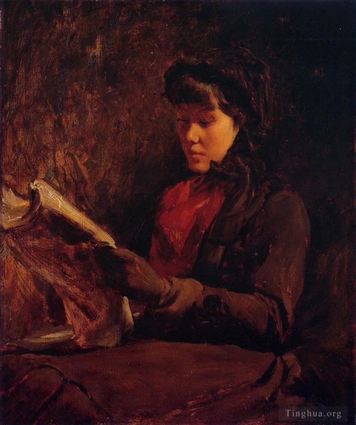 Frank Duveneck Oil Painting - Girl Reading