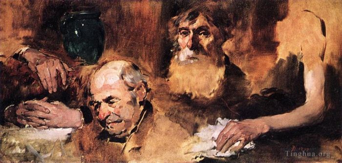 Frank Duveneck Oil Painting - Heads and Hands study