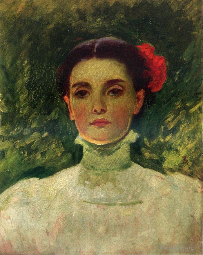 Frank Duveneck Oil Painting - Portrait of Maggie Wilson