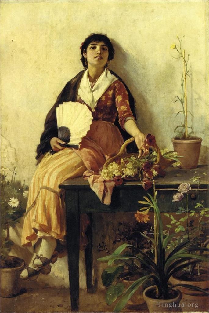 Frank Duveneck Oil Painting - The Florentine Girl